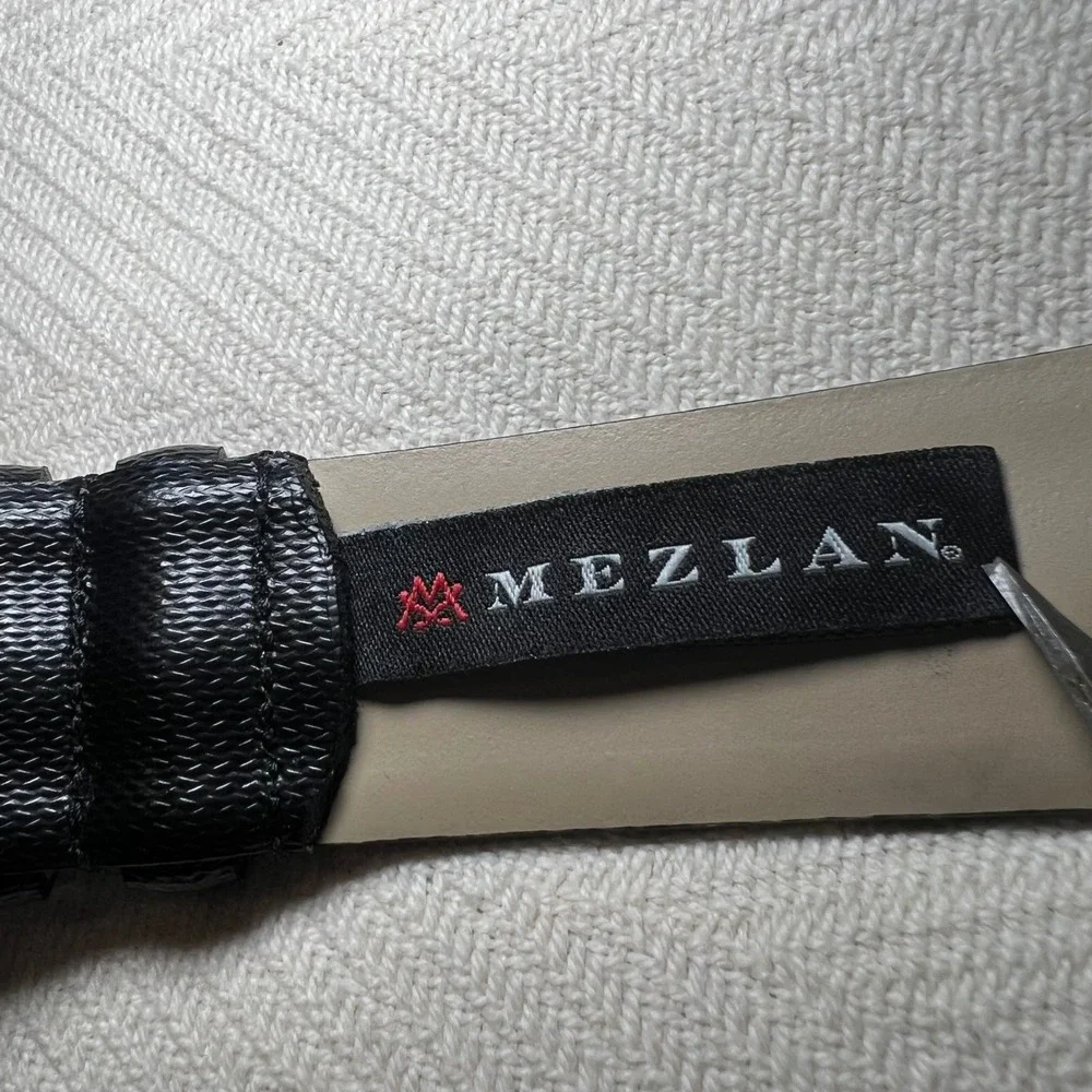 Mezlan Mens Black Textured Leather Belt 9101/35 Made in Spain Size 32